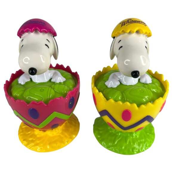 4 Whitmans Peanuts Snoopy Figurines Set Sitting In Easter Egg No Candy - Picture 6 of 11